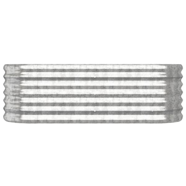 vidaXL Høybed pulverlakkert stål 114x40x36 cm sølv