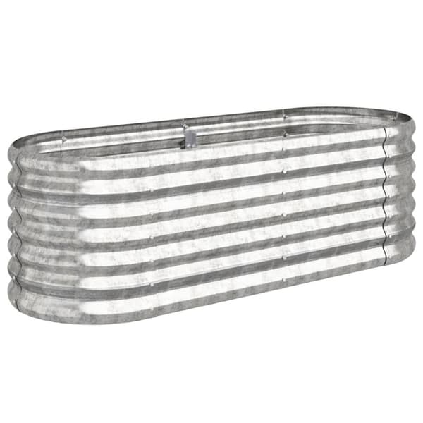 vidaXL Høybed pulverlakkert stål 114x40x36 cm sølv