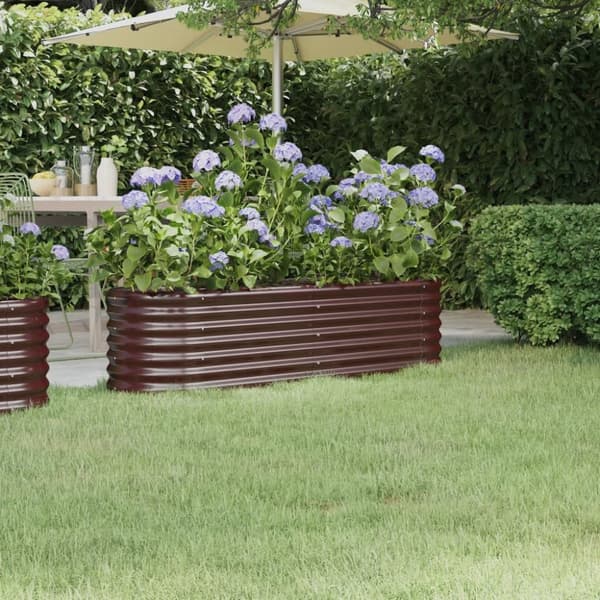 vidaXL Høybed pulverlakkert stål 152x40x36 cm brun