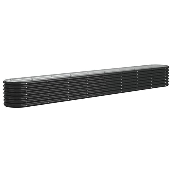 vidaXL Odlingslåda pulverlackerat stål 332x40x36 cm antracit