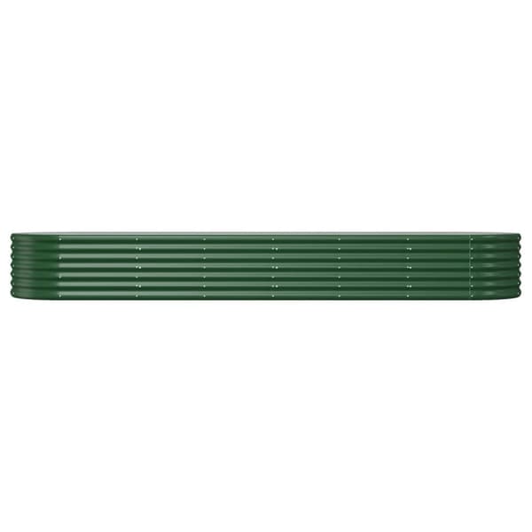 vidaXL Høybed pulverlakkert stål 296x80x36 cm grønn