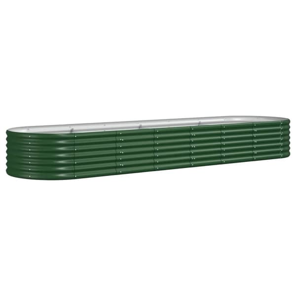 vidaXL Høybed pulverlakkert stål 296x80x36 cm grønn