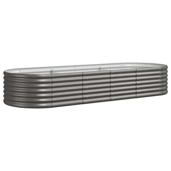 vidaXL Høybed pulverlakkert stål 224x80x36cm grå