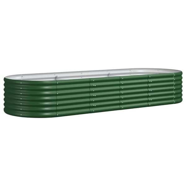vidaXL Odlingslåda pulverlackerat stål 224x80x36 cm grön