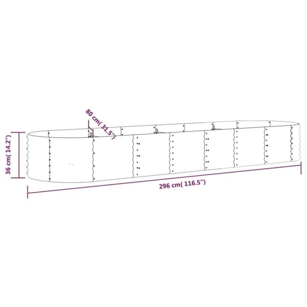 vidaXL Høybed pulverlakkert stål 296x80x36 cm antrasitt