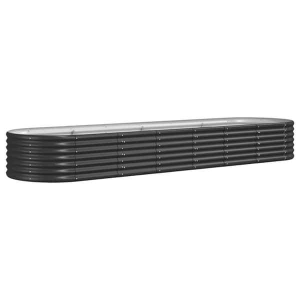 vidaXL Høybed pulverlakkert stål 296x80x36 cm antrasitt