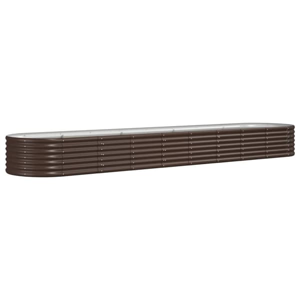 vidaXL Odlingslåda pulverlackerat stål 368x80x36 cm brun