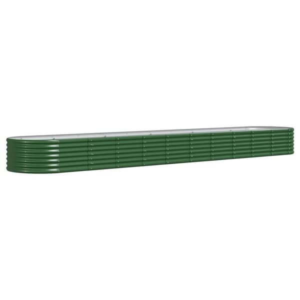 vidaXL Odlingslåda pulverlackerat stål 440x80x36 cm grön