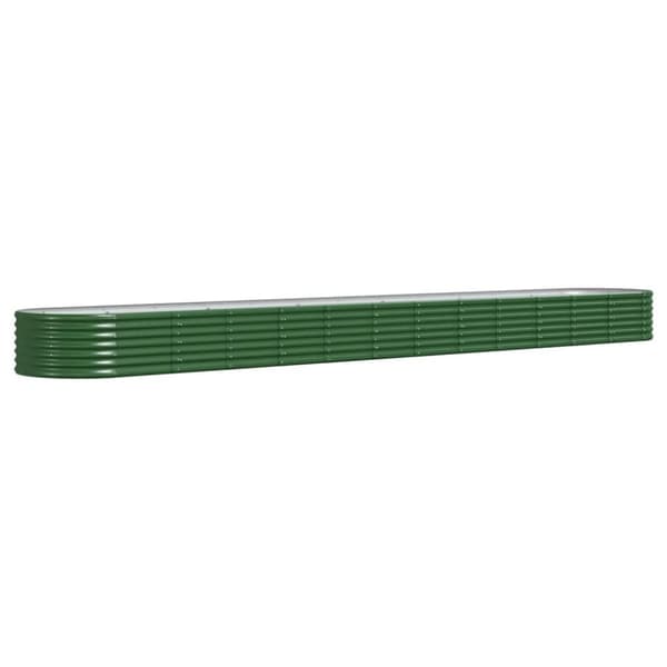 vidaXL Høybed pulverlakkert stål 512x80x36 cm grønn