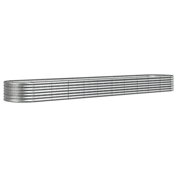 vidaXL Odlingslåda pulverlackerat stål 440x80x36 cm silver