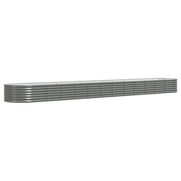 vidaXL Odlingslåda pulverlackerat stål 512x80x36 cm grå