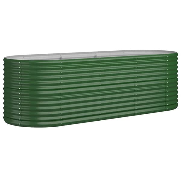 vidaXL Odlingslåda pulverlackerat stål 224x80x68 cm grön