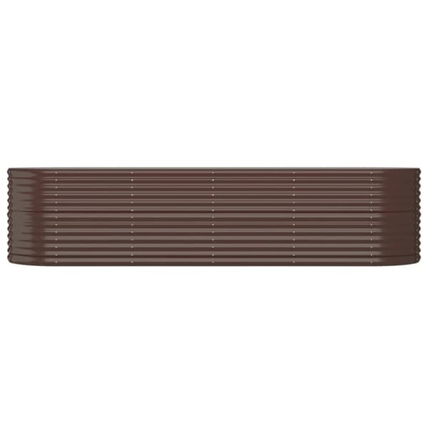 vidaXL Odlingslåda pulverlackerat stål 296x80x68 cm brun