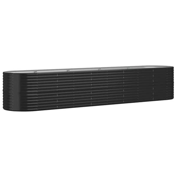 vidaXL Odlingslåda pulverlackerat stål 368x80x68 cm antracit