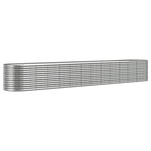 vidaXL Odlingslåda pulverlackerat stål 512x80x68 cm silver