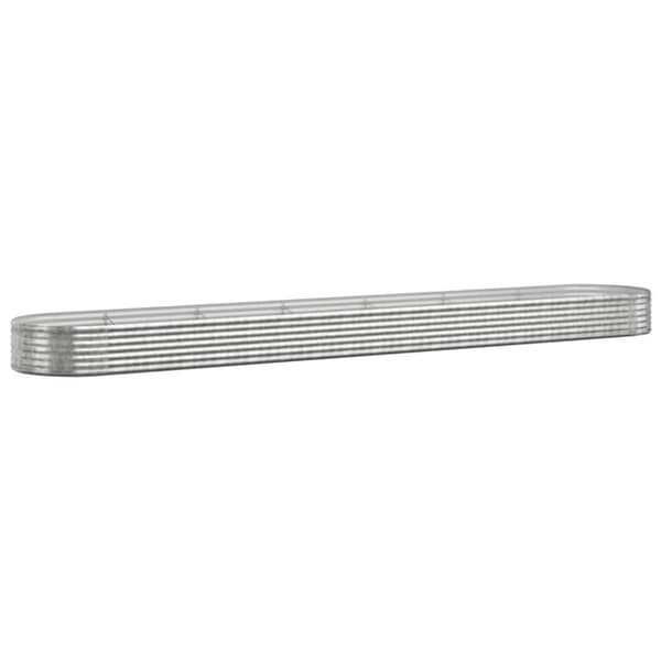 vidaXL Høybed pulverlakkert stål 544x100x36 cm sølv