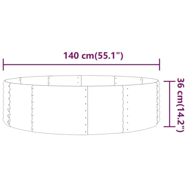 vidaXL Høybed pulverlakkert stål 140x140x36 cm antrasitt