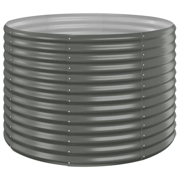 vidaXL Odlingslåda pulverlackerat stål 100x100x68 cm grå