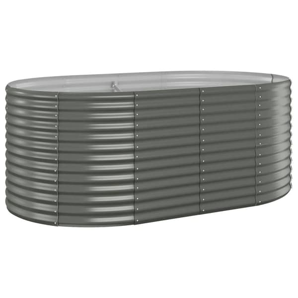 vidaXL Odlingslåda pulverlackerat stål 175x100x68 cm grå