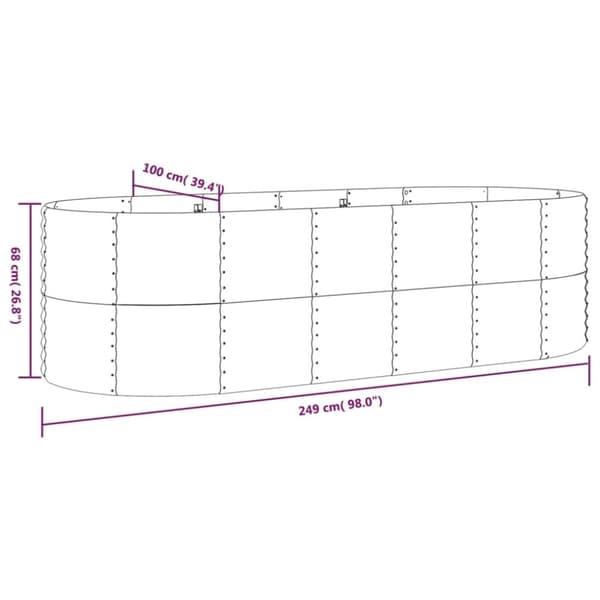 vidaXL Høybed pulverlakkert stål 249x100x68 cm grønn