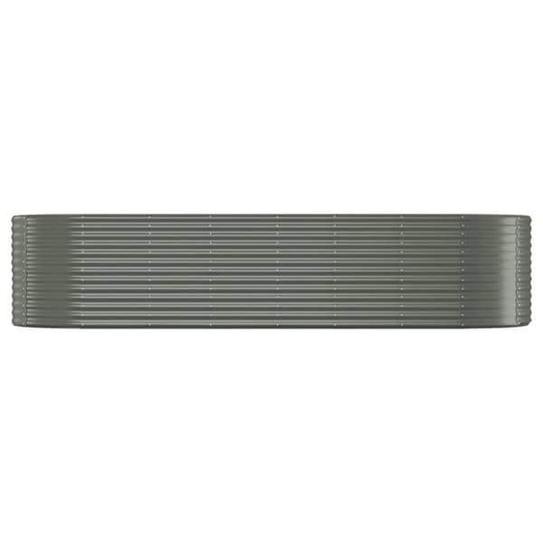 vidaXL Odlingslåda pulverlackerat stål 322x100x68 cm grå