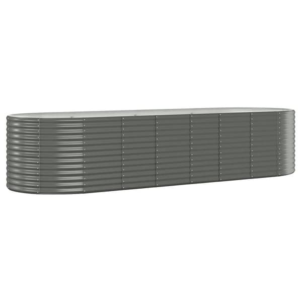 vidaXL Odlingslåda pulverlackerat stål 322x100x68 cm grå