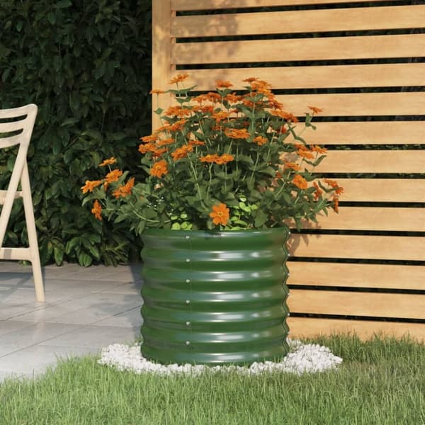 vidaXL plantekrukke 40x40x36 cm pulverlakeret stål grøn