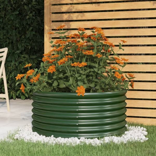 vidaXL plantekrukke 80x80x36 cm pulverlakeret stål grøn