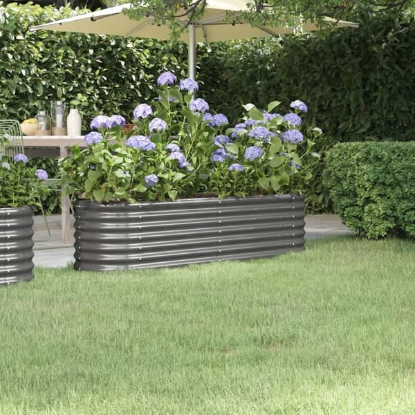 vidaXL plantekasse 152x40x36 cm pulverlakeret stål grå