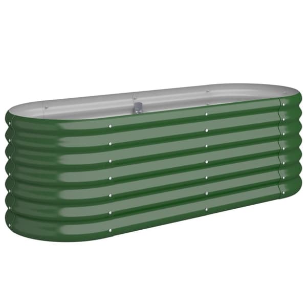 vidaXL højbed 114x40x36 cm pulverlakeret stål grøn