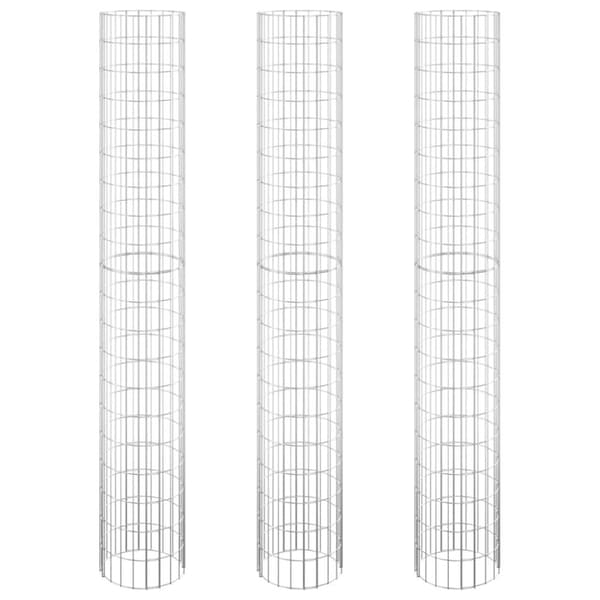 vidaXL rundt gabion-havebede 3 stk. Ø30x200 cm galvaniseret stål