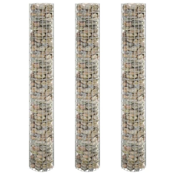 vidaXL rundt gabion-havebede 3 stk. Ø30x200 cm galvaniseret stål