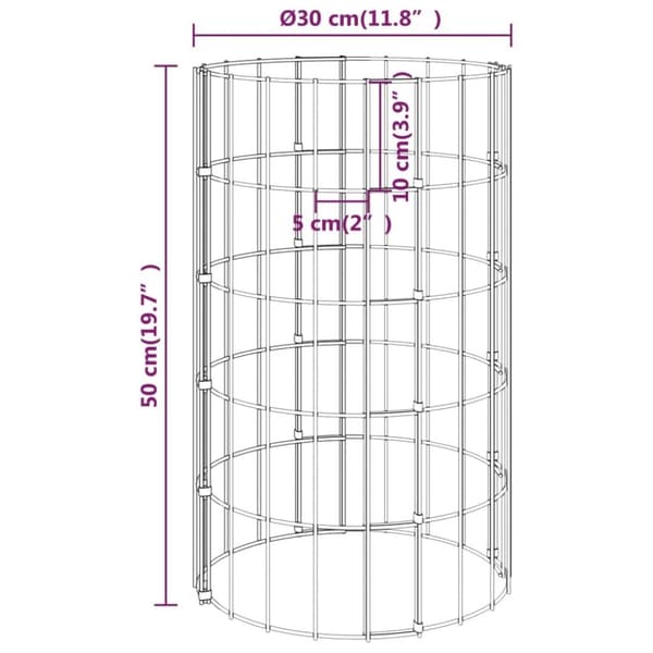 vidaXL rundt gabion-havebede 3 stk. Ø30x50 cm galvaniseret stål