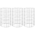 Miniatyrbillede 2 af 7: vidaXL rundt gabion-havebede 3 stk. Ø30x50 cm galvaniseret stål