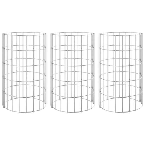vidaXL rundt gabion-havebede 3 stk. Ø30x50 cm galvaniseret stål