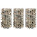 Miniatyrbillede 1 af 7: vidaXL rundt gabion-havebede 3 stk. Ø30x50 cm galvaniseret stål