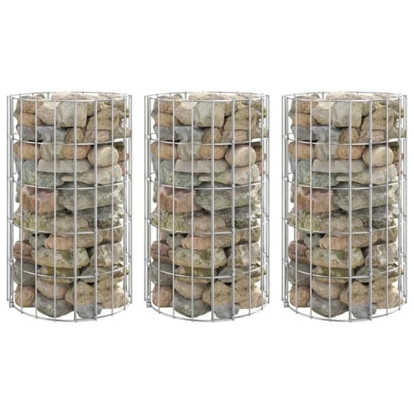 vidaXL rundt gabion-havebede 3 stk. Ø30x50 cm galvaniseret stål