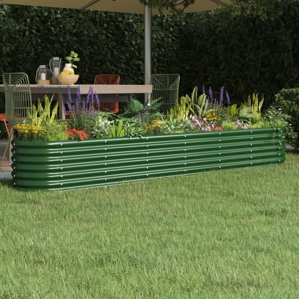 vidaXL plantekasse 260x40x36 cm pulverlakeret stål grøn