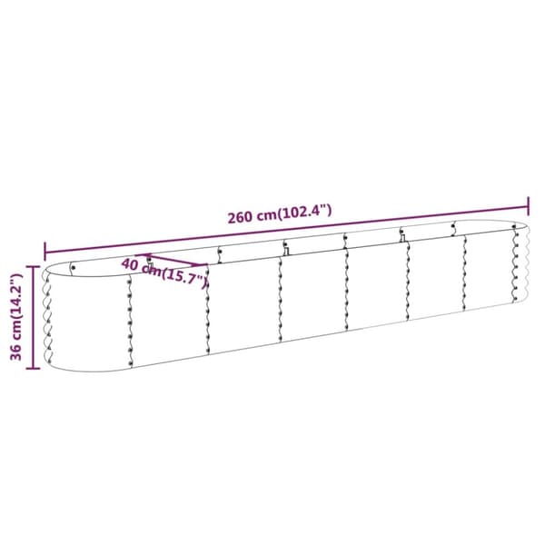 vidaXL plantekasse 260x40x36 cm pulverlakeret stål antracitgrå