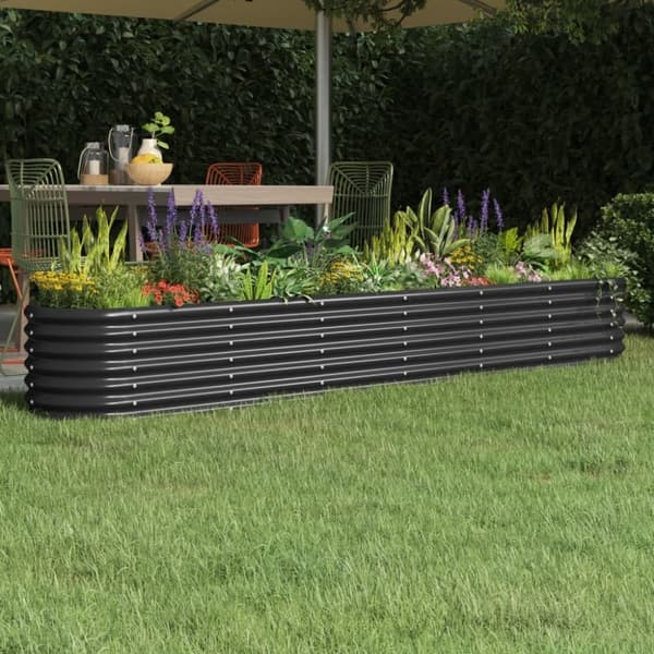 vidaXL plantekasse 260x40x36 cm pulverlakeret stål antracitgrå