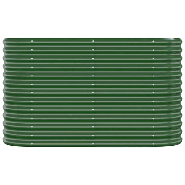 vidaXL plantekasse 114x40x68 cm pulverlakeret stål grøn
