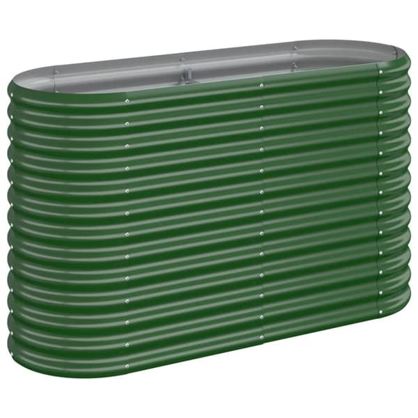 vidaXL plantekasse 114x40x68 cm pulverlakeret stål grøn