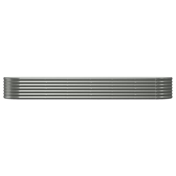 vidaXL plantekasse 296x80x36 cm pulverlakeret stål grå