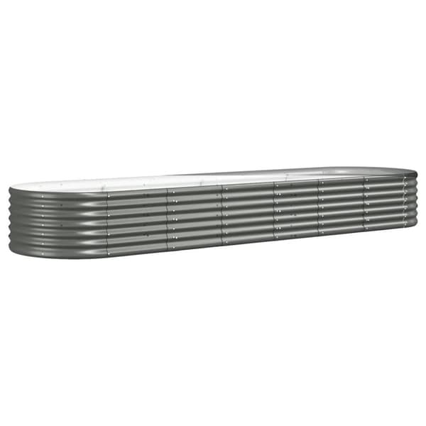 vidaXL plantekasse 296x80x36 cm pulverlakeret stål grå