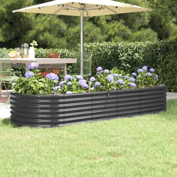 vidaXL plantekasse 224x80x36 cm pulverlakeret stål antracitgrå