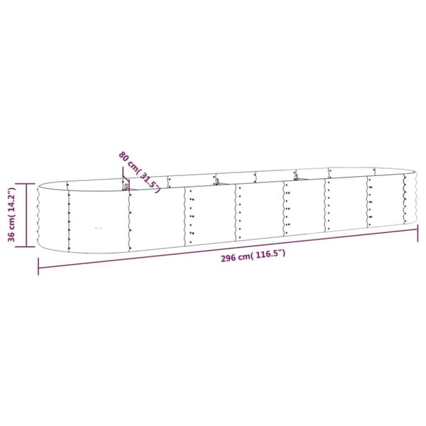 vidaXL plantekasse 296x80x36 cm pulverlakeret stål grøn