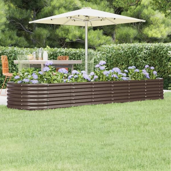 vidaXL plantekasse 296x80x36 cm pulverlakeret stål brun