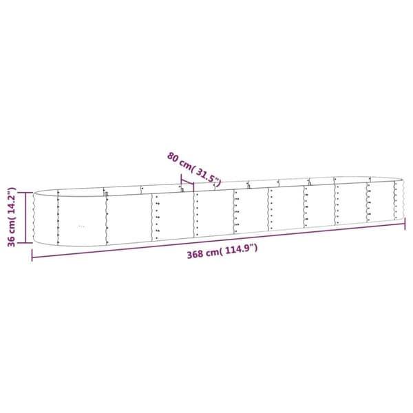 vidaXL plantekasse 368x80x36 cm pulverlakeret stål antracitgrå