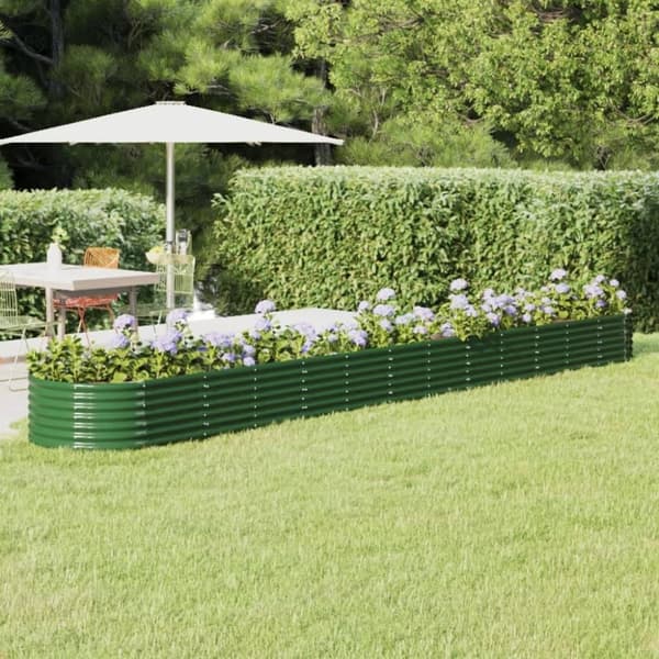 vidaXL plantekasse 512x80x36 cm pulverlakeret stål grøn