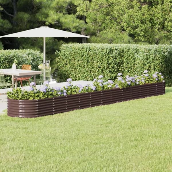 vidaXL plantekasse 512x80x36 cm pulverlakeret stål brun